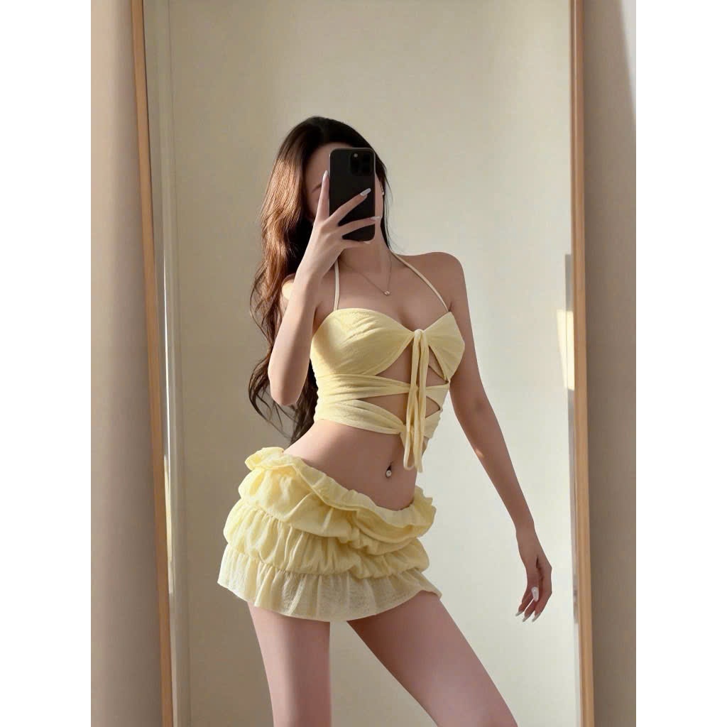 Set bikini 2 món cotton giấy nhúng, bikini đi biển mùa hè cho nữ (A36)- HongAnh Boutique