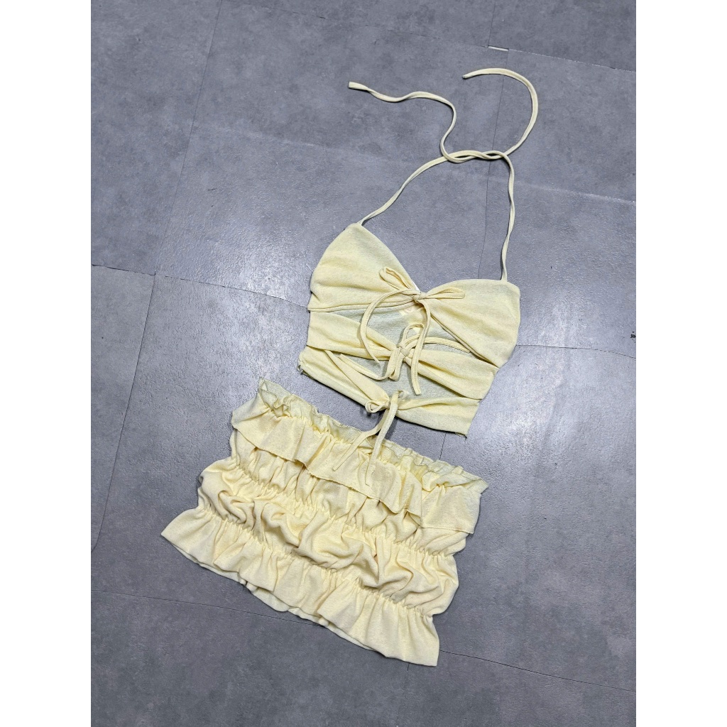 Set bikini 2 món cotton giấy nhúng, bikini đi biển mùa hè cho nữ (A36)- HongAnh Boutique