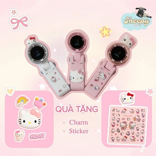 Quạt Mini Tích Điện Cầm Tay Tiện Lợi Hello Kitty Tích Điện | Quạt USB Gấp Gọn 3 Tốc Độ, Màn Hình Hiển Thị Pin