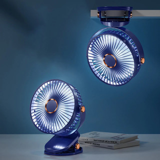 🔥 Quạt Tích Điện Kẹp Bàn Kẹp Xe Đẩy 5 Cấp Độ Gió Có Đèn LED Sạc USB Dùng Liên Tục Nhiều Giờ