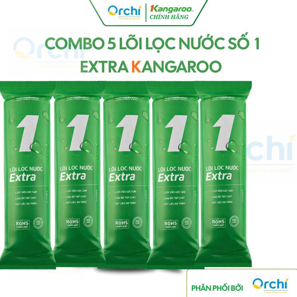 Combo 5 Lõi Lọc Nước Số 1 Kangaroo Extra Chính Hãng 5 Micron Loại Bỏ Tạp Chất Cặn Bẩn Cho Nguồn Nước