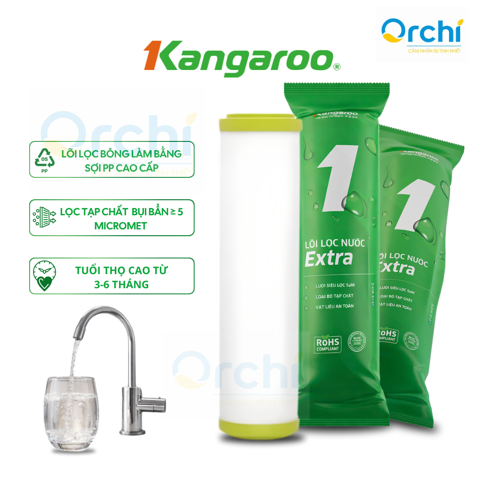 Combo 5 Lõi Lọc Nước Số 1 Kangaroo Extra Chính Hãng 5 Micron Loại Bỏ Tạp Chất Cặn Bẩn Cho Nguồn Nước