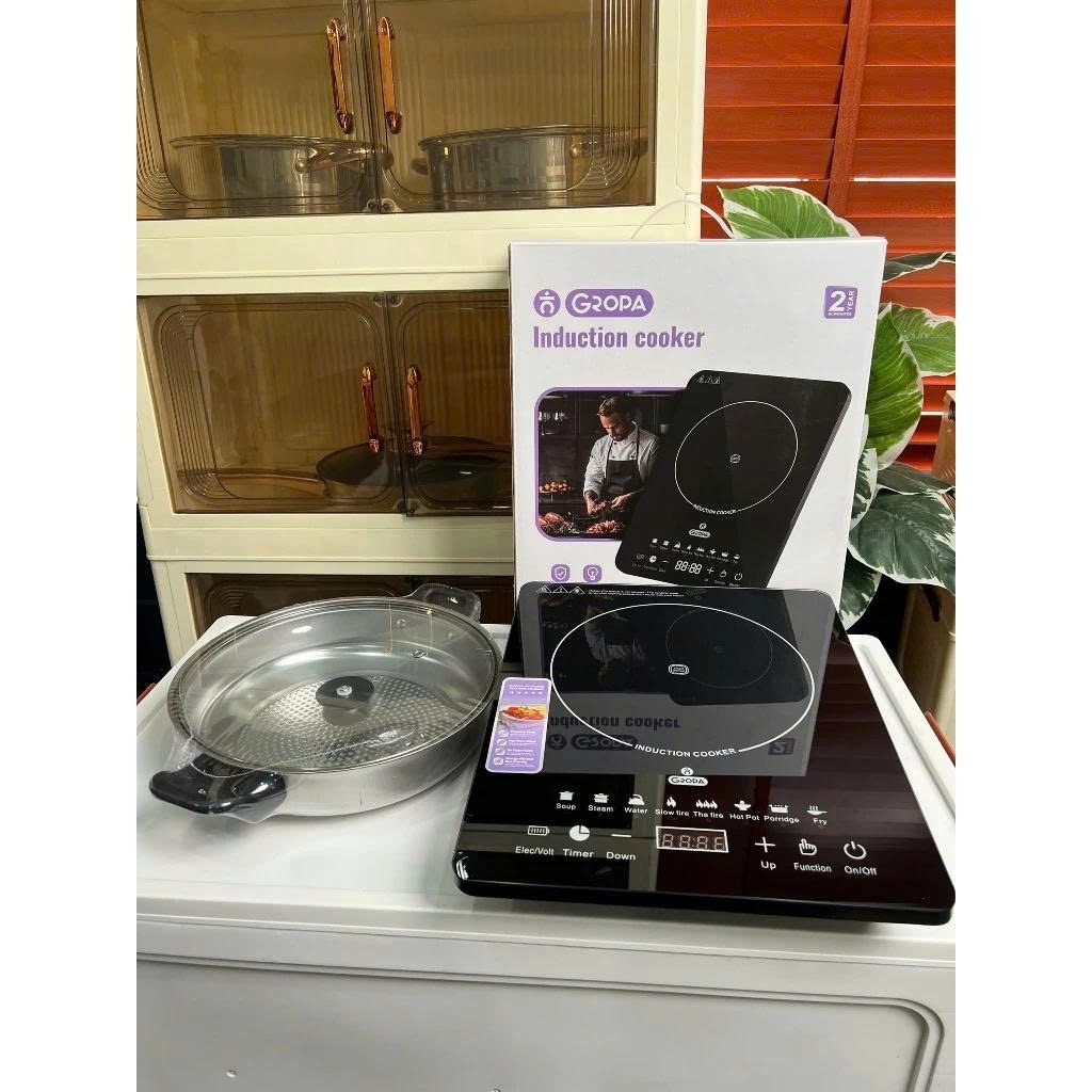 BẢO HÀNH 1 NĂM - BẾP TỪ ĐƠN GROPA, CÔNG SUẤT 2200W, KÉN NỒI, DÙNG NỒI INOX TẶNG KÈM NỒI LẨU