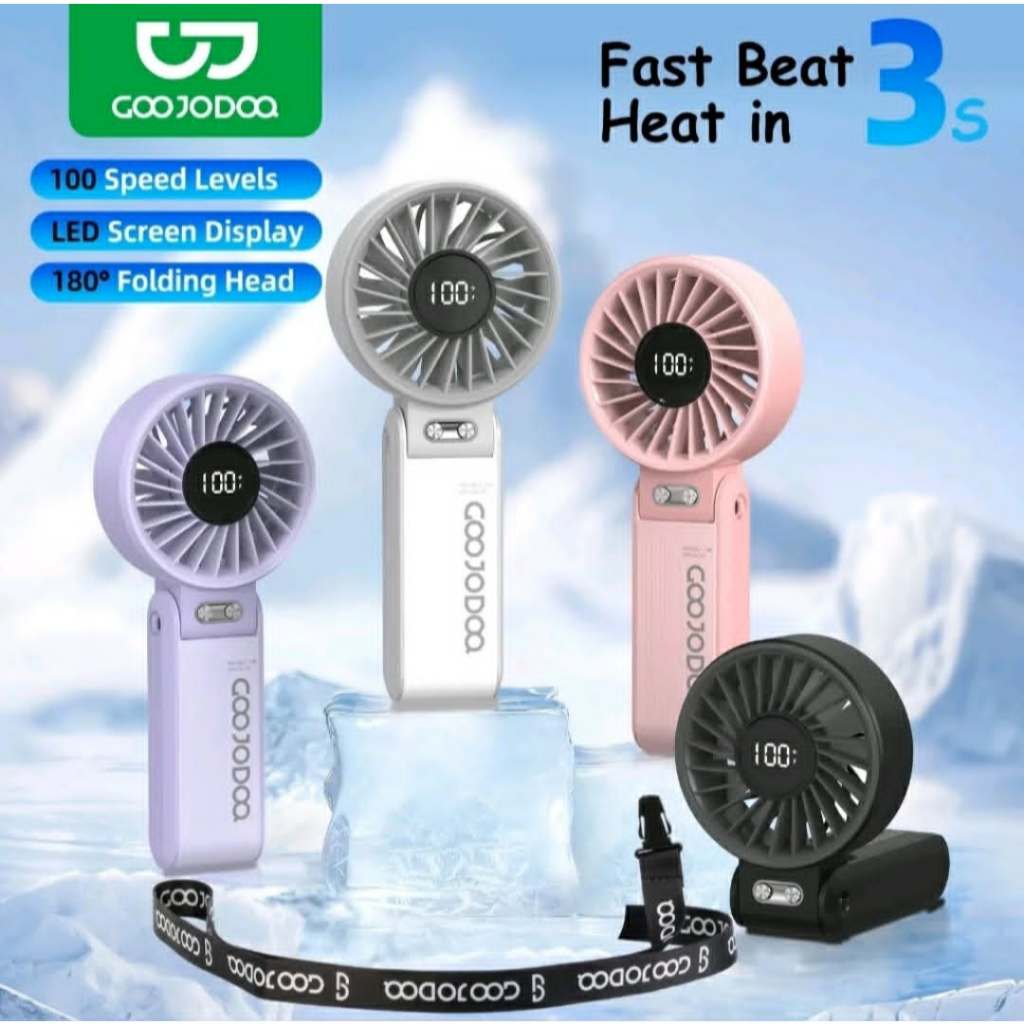 【Bảo hành tại địa phương】 GOOJODOQ Quạt gấp 3 trong 1 180° im lặng 100 cấp độ có thể điều chỉnh siêu năng lượng gió Quạt