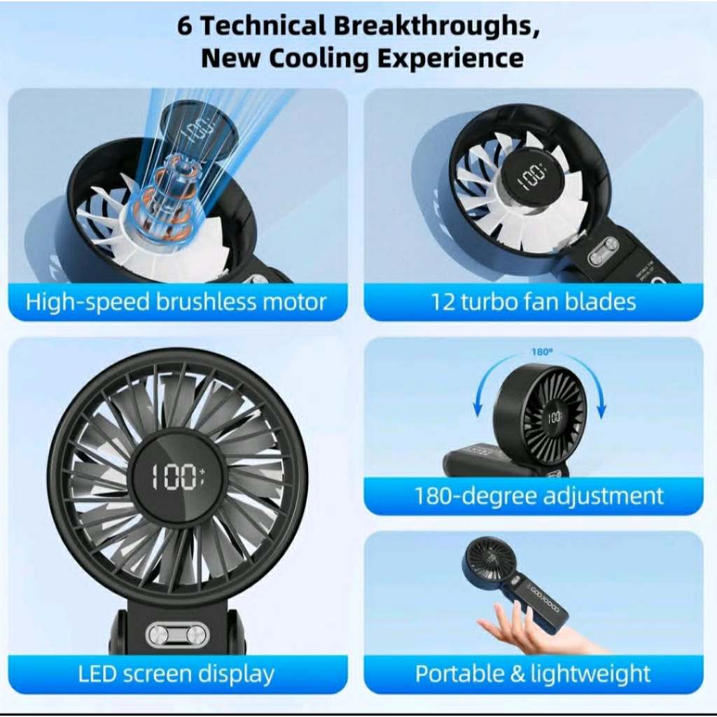 【Bảo hành tại địa phương】 GOOJODOQ Quạt gấp 3 trong 1 180° im lặng 100 cấp độ có thể điều chỉnh siêu năng lượng gió Quạt