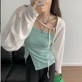 Áo khoác nữ cardigan thun gân dài tay dáng ngắn cột dây đen trắng VANISA CT079