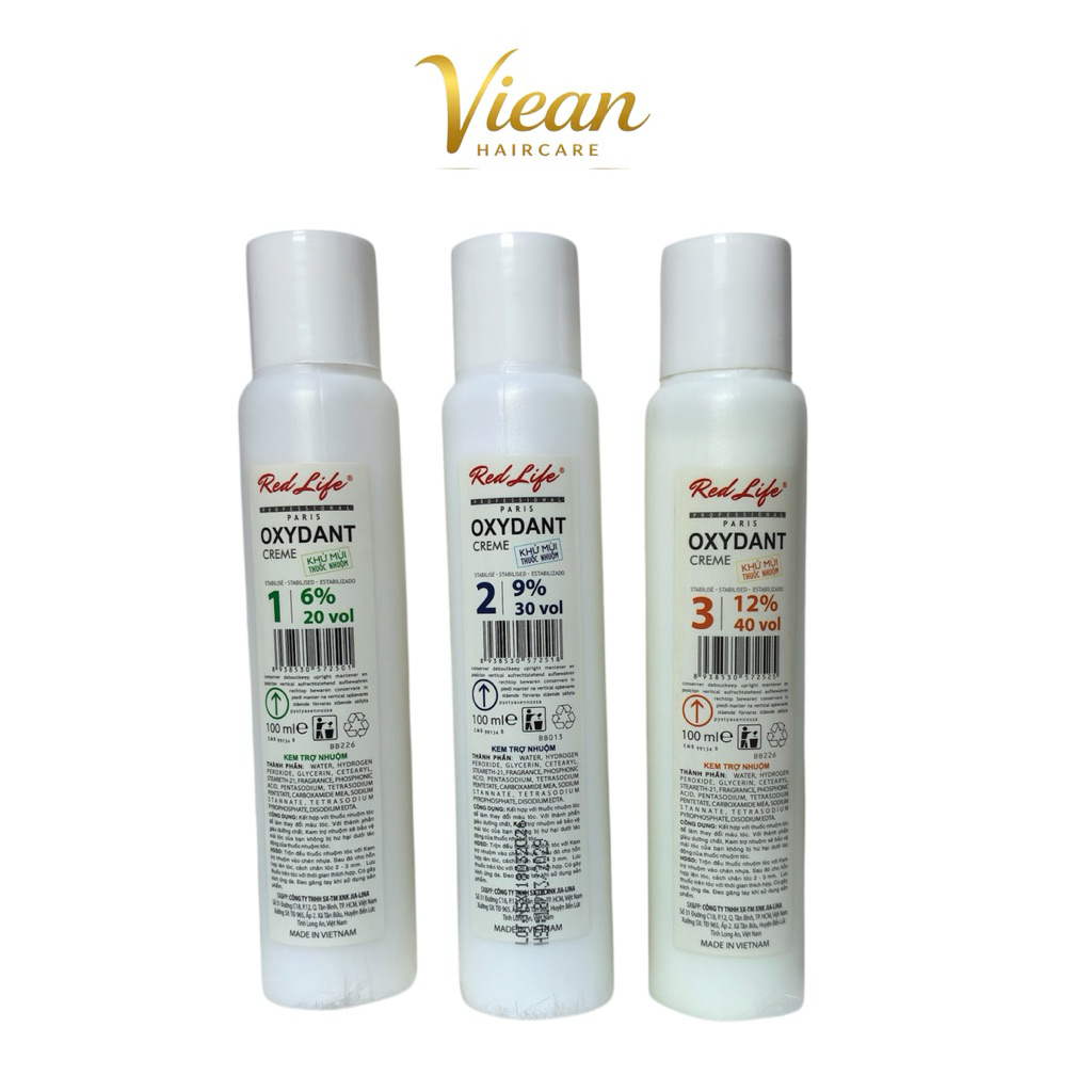 Oxy Trợ Nhuộm Mini Red Life Oxydant Creme 6% 9% 12% 100ml | Kem Trợ Nhuộm Tóc Chuẩn Salon Tại Nh