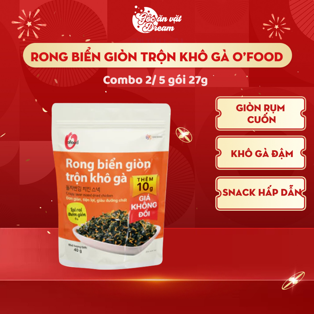 Rong Biển O’Food Ăn Liền Trộn Cơm, Rong Biển Giòn Vị Hải Sản/trộn gia vị/vị khô gà/nguyên bản - Ăn Vặt Ngon Tiện Lợi