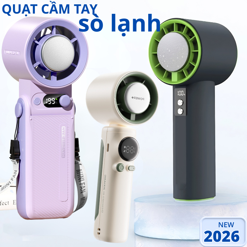 Quạt cầm tay mini tubor phản lực có sò lạnh quạt mini tốc độ gió siêu mạnh pin 4000mah