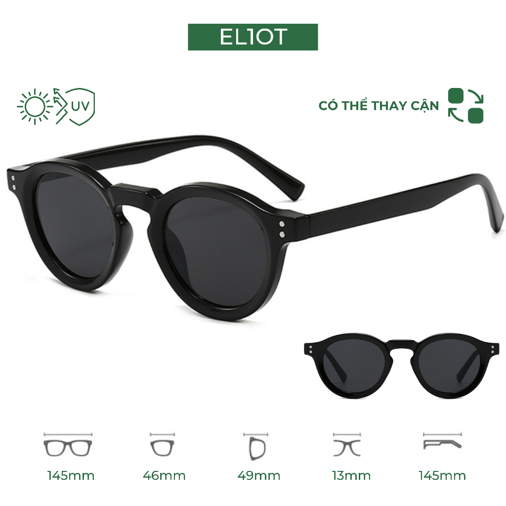 Gọng kính cận ELIOT EYEWEAR dáng mắt tròn chất liệu nhựa bản lề kim loại chắc chắn thời trang có thể thay thế tròng 3975