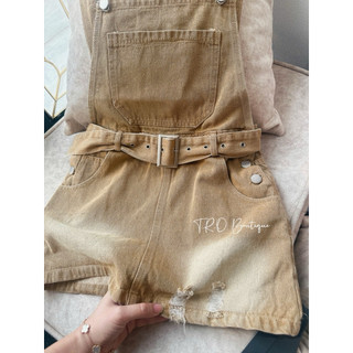 Yếm Jeans Bò Rách Đai Eo QC