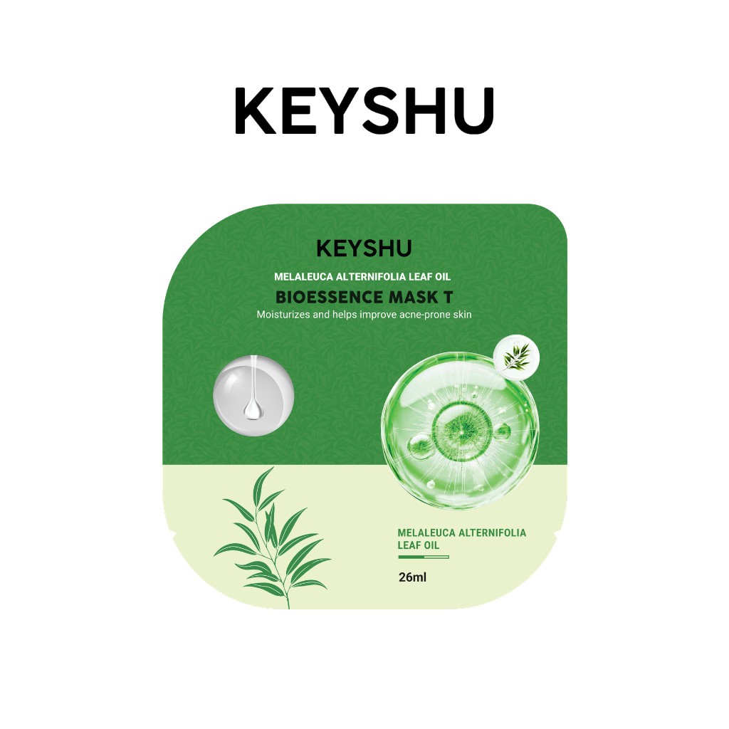 [KOLx KEYSHU] Combo 20 miếng Mặt Nạ Tràm Trà KEYSHU Hỗ Trợ Giảm Mụn, Kiểm Soát Dầu, Làm Dịu Da 26ml