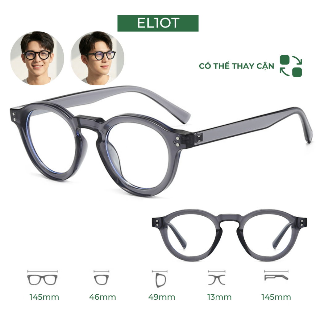 Gọng kính cận ELIOT EYEWEAR dáng mắt tròn chất liệu nhựa bản lề kim loại chắc chắn thời trang có thể thay thế tròng 3975