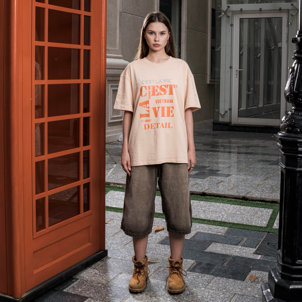Áo thun oversize unisex cotton 250gsm | Cslavie | Form rộng, vải dày mịn mặc đẹp - Thoải mái