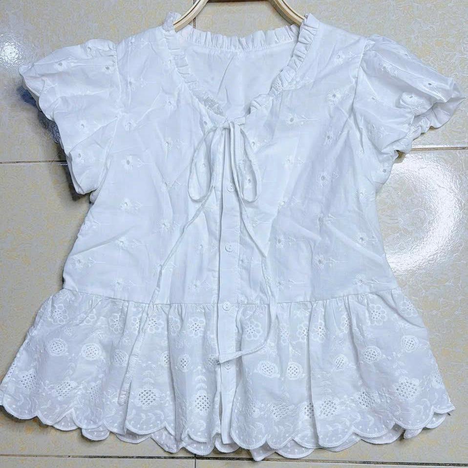 Áo babydoll AIMEE thô boil phối cổ bèo tay bồng TL.Online Shop A002
