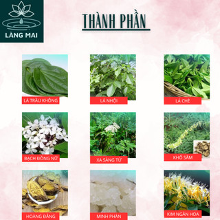 [ Có Che Tên ] Làng Mai - Bột thảo dược Làm sach Kháng khuẩn,Trầu không, Lá nhội, Chè xanh, Khổ sâm.