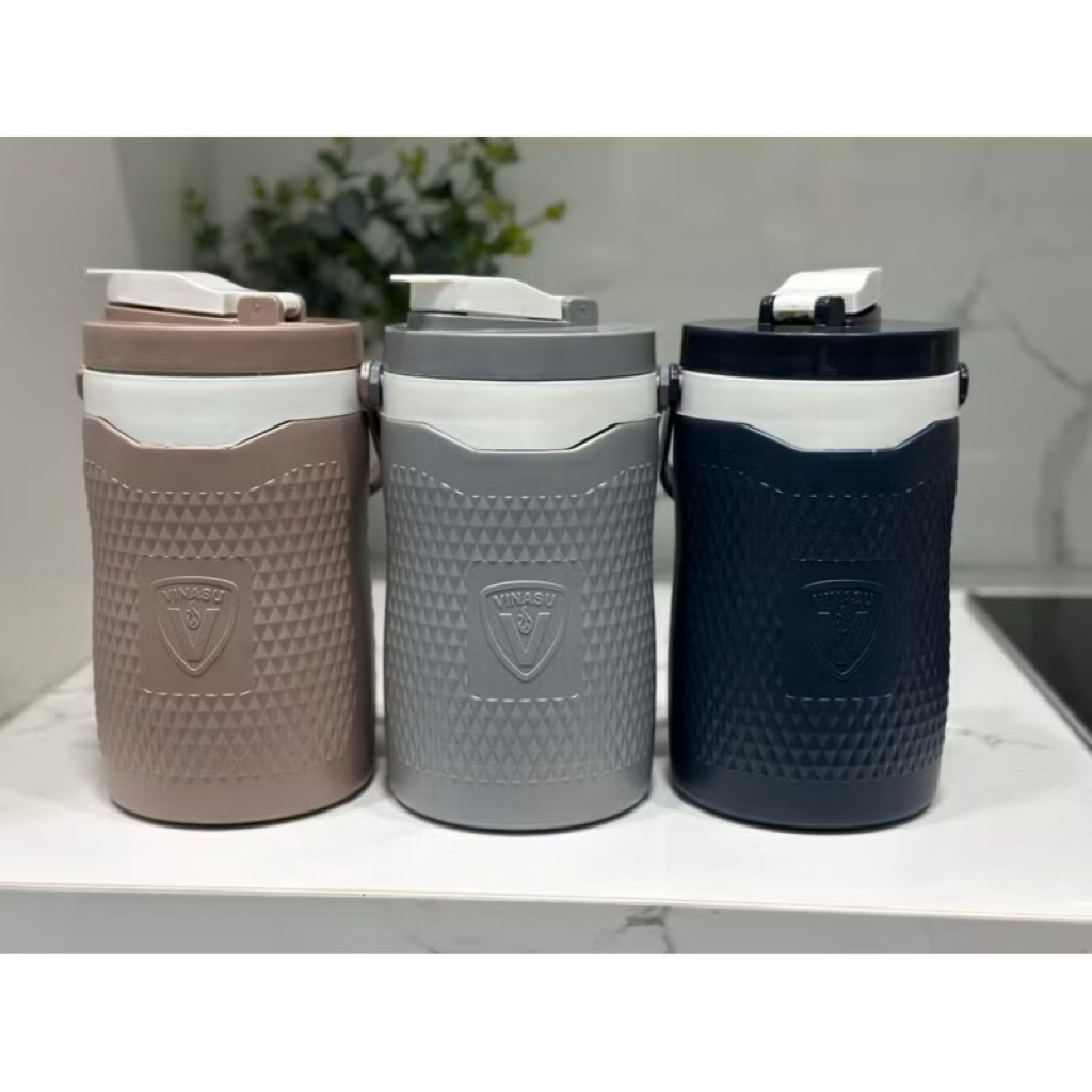 Bình giữ nhiệt 2200ml, bình đựng nước vinasu tặng khay đựng trái cây và ống hút