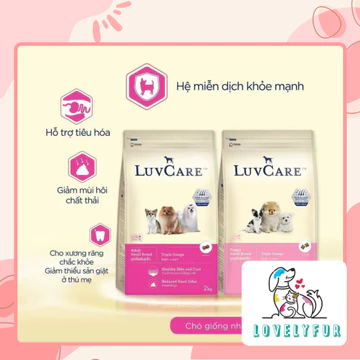 Hạt LUV CARE 2kg Thức Ăn Cho Chó Cao Cấp Dành Cho Chó Giống Nhỏ, Chó Trưởng Thành