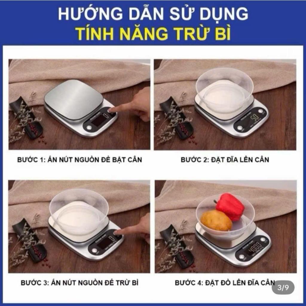 Cân Điện Tử Nhà Bếp Định Lượng 1G-5 KG - Màn Hình LED