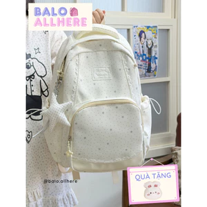 BaLo (XINHXINH) [ORDER] Balo Nữ Họa Tiết Chấm Bi Và Ngôi Sao Chống Nước BL323