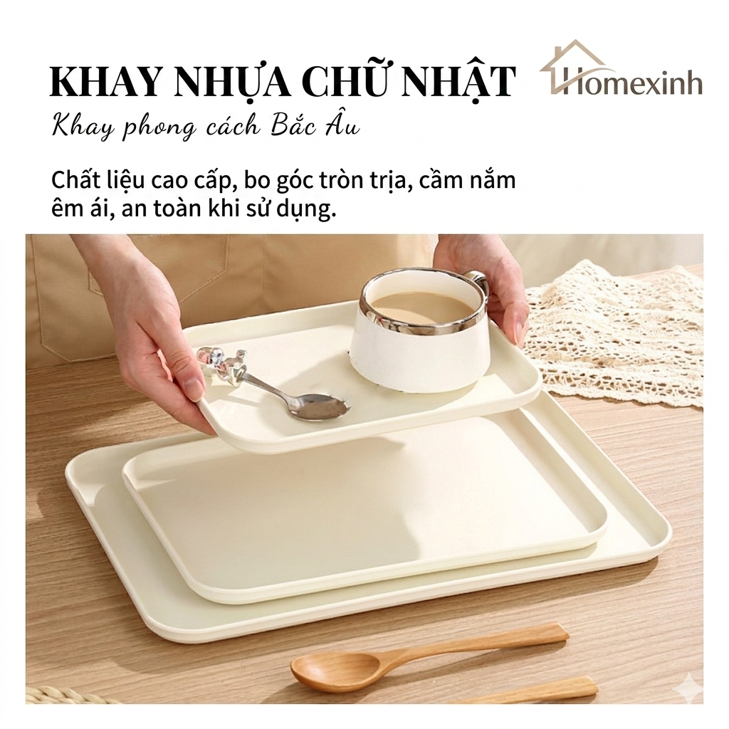 Khay Đựng Nước Khay Trà Nhựa Phòng Khách Cà Phê Bàn Cốc Hình Chữ Nhật Trái Cây Đĩa Ăn Tối