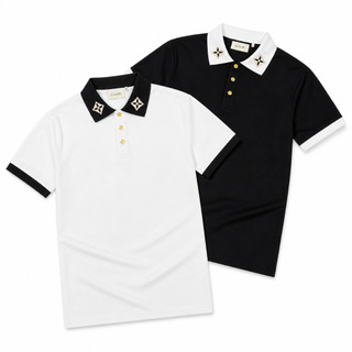 Áo PoLo Nam LuXuRy Thêu Cổ Họa Tiết Phối  Khuy Nút Vàng Thời Trang Sang Trọng.