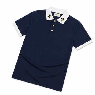 Áo PoLo Nam LuXuRy Thêu Cổ Họa Tiết Phối  Khuy Nút Vàng Thời Trang Sang Trọng.