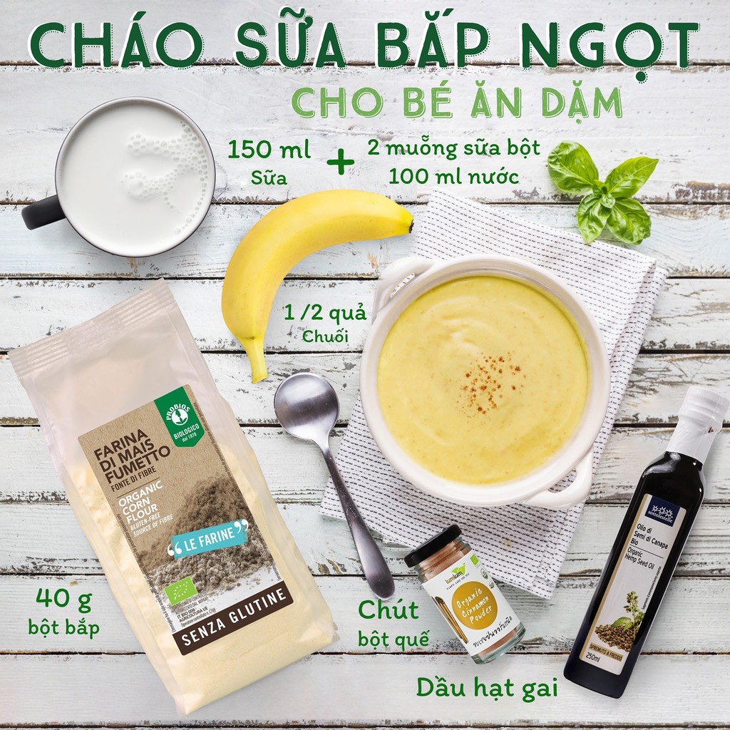 Bột bắp hữu cơ Markal, Probios làm bánh cho bé ăn dặm