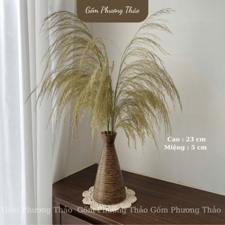 Bình Hoa Bát Tràng Dáng Bó Mạ Cắm Hoa Đơn Giản