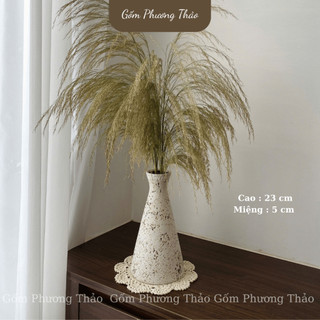 Bình Hoa Bát Tràng Dáng Bó Mạ Cắm Hoa Đơn Giản