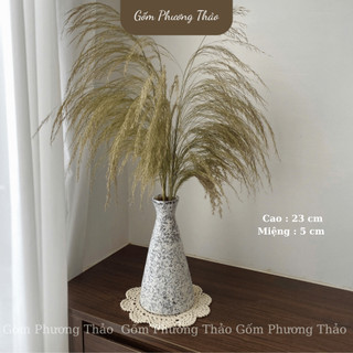 Bình Hoa Bát Tràng Dáng Bó Mạ Cắm Hoa Đơn Giản
