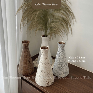 Bình Hoa Bát Tràng Dáng Bó Mạ Cắm Hoa Đơn Giản