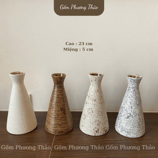 Bình Hoa Bát Tràng Dáng Bó Mạ Cắm Hoa Đơn Giản