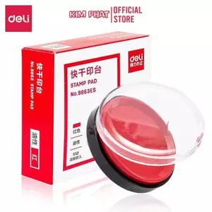 Hộp mực Con Dấu Hình Tròn Deli 9863 (Có sẵn mực đỏ)