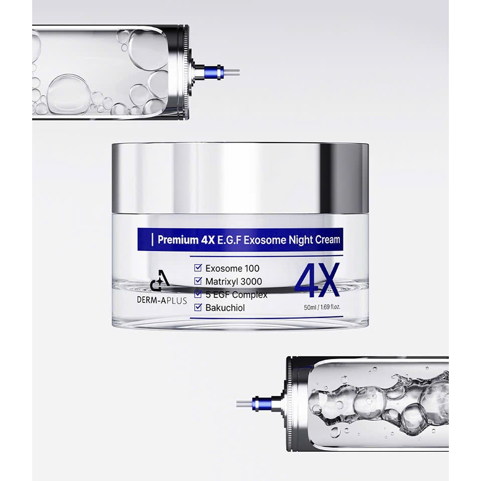 A134_ Kem dưỡng đêm làm trắng và cải thiện đàn hồi Derm-A Plus  Premium 4X EGF Exosome Night cream 50ml