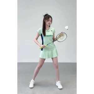 Set Nữ Áo Thun Lỗ Kim Siêu Mát + Váy Thể Thao Poli Sz 40–62kg Mã GREEN05