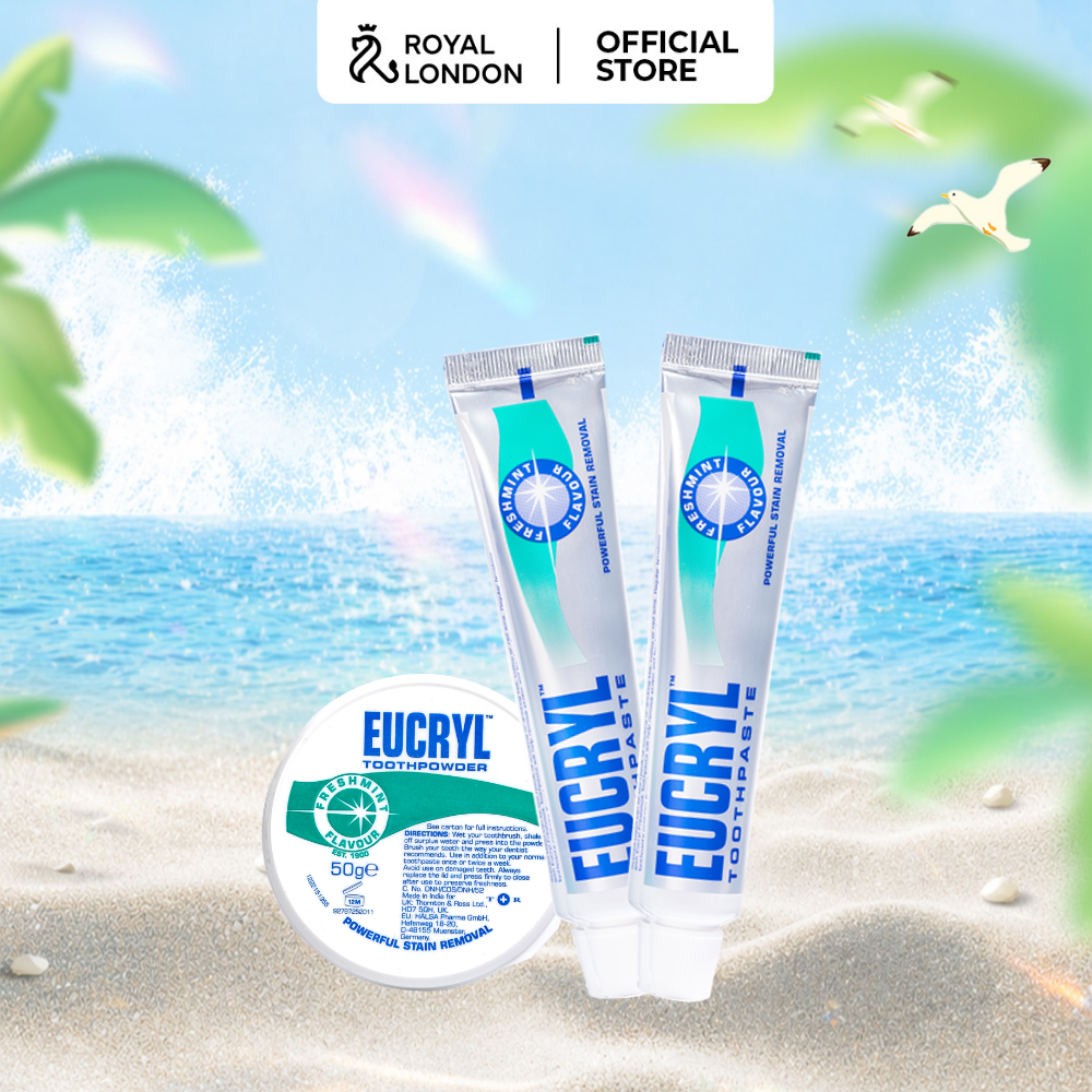Combo 2 Kem đánh răng ( 62gx2) + bột đánh răng Eucryl ( 50g) hỗ trợ làm trắng răng