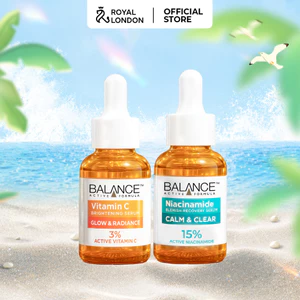 Combo serum dưỡng sáng da giúp mờ thâm Vitamin C 3% và Niacinamide 15% Balance Active Fomular 30mlx2