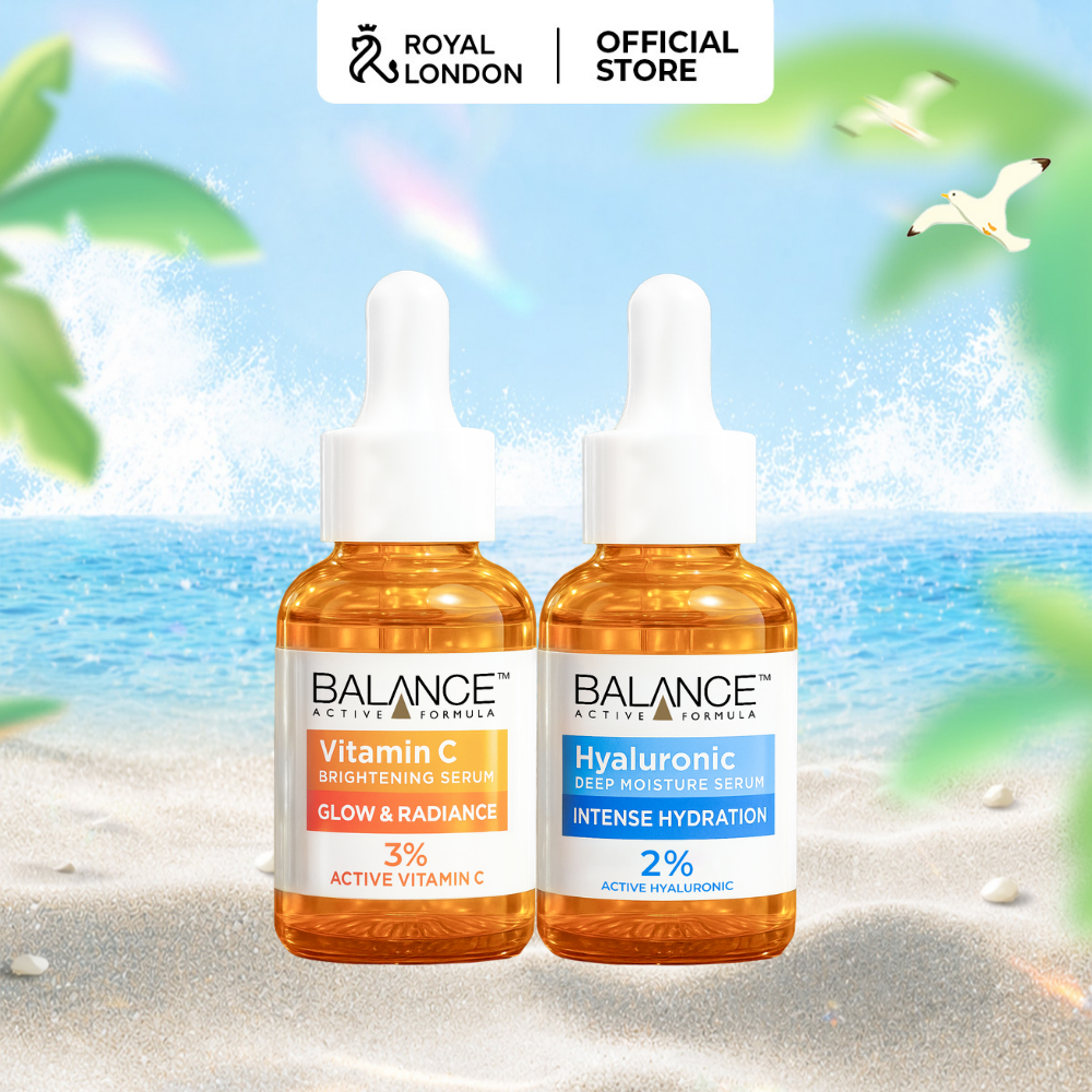 Combo sáng da và dưỡng ẩm serum Vitamin C 3% + Serum Hyaluronic Balance Active Formula 30ml/ chai