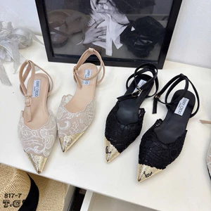 Giày bệt Jimmychoo ren mũi kim loại