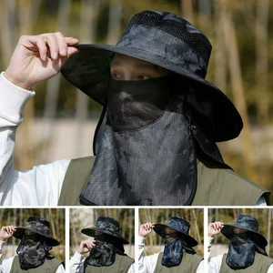 Mũ Vành Rộng Chống Nắng Kèm Khăn Che Mặt 😷 Thoáng Mát, Đi Biển, Du Lịch Unisex
