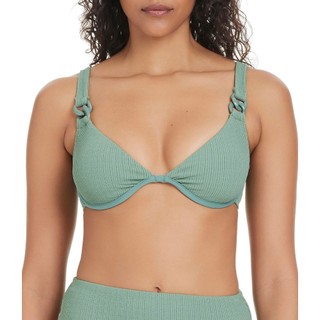 Size M/Bikini 2 mảnh, bộ bơi đi biển nữ màu xanh rêu phối khoen ngực sẵn đệm ngực hàng xuât dư