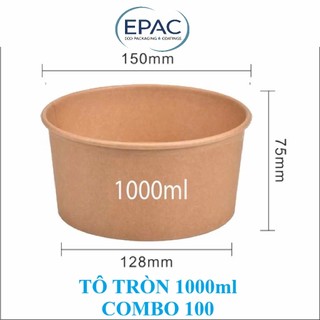 Set Combo 50/100 Tô Tròn Kraft  dùng 1 lần 750ml/1000ml an toàn.