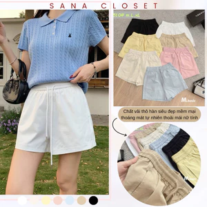 Quần Đùi Nữ Chất Thô Hàn Thoáng Mát Mềm Mịn, Quần Short Nữ Cạp Chun Có Dây Rút Điều Chỉnh Thoải Mái | SANA CLOSET #2510