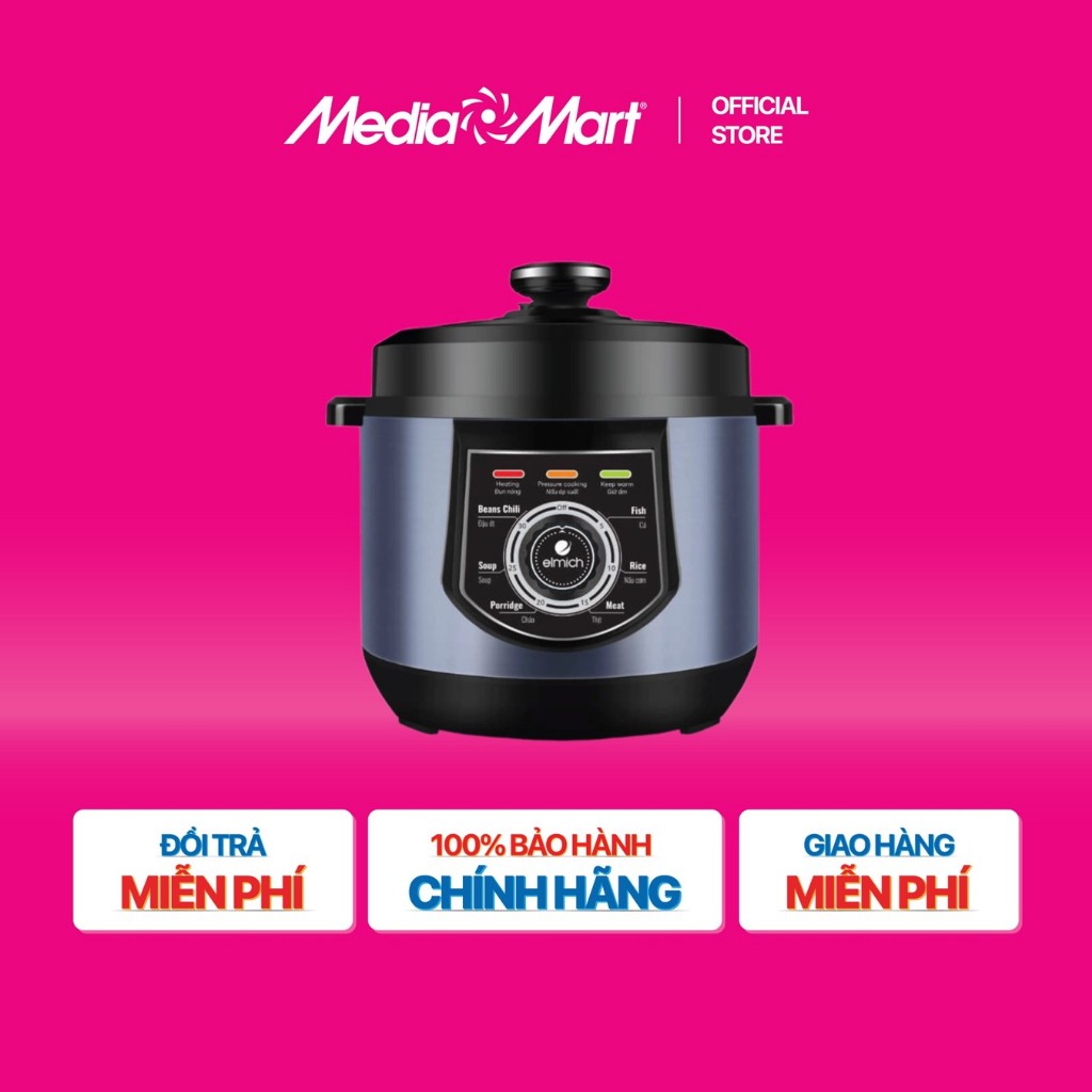 [SieuthiMediaMart] Nồi áp suất điện đa năng 6L Elmich PCE-8572 BH chính hãng-Ship0đ
