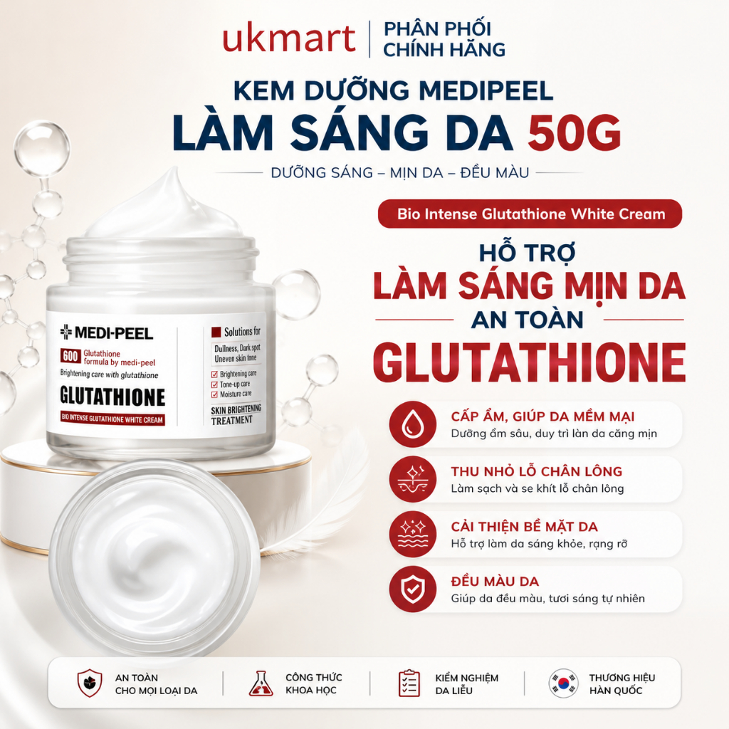 Kem Dưỡng Trắng Da MEDIPEEL Medi-Peel Bio-Intense Glutathione White Cream Cấp Ẩm, Ngừa Sạm Nám 50g