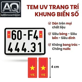 Combo Decal Cờ Việt Nam Dán Biển Số Xe Máy - Tem UV 3D Nổi Siêu Bền Không Bong Tróc