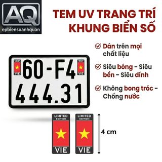 Combo Decal Cờ Việt Nam Dán Biển Số Xe Máy - Tem UV 3D Nổi Siêu Bền Không Bong Tróc