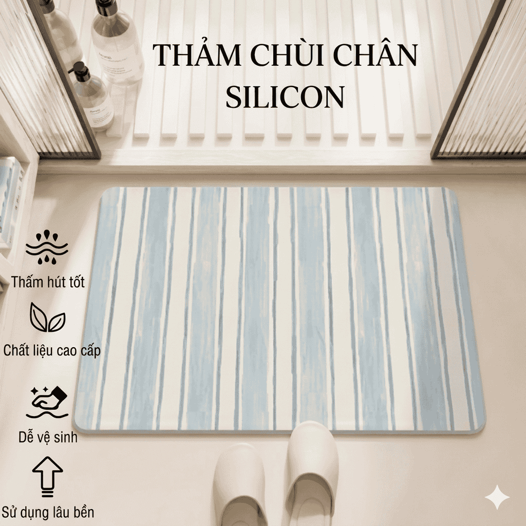 Thảm chùi chân thấm hút tốt chất liệu bùn tảo (tương tự thảm đá) họa tiết RETRO phong cách Mỹ