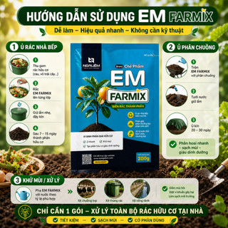 🌱 Em Farmix 200gram – Xử Lý Rác Nhanh, Giảm Mùi Hôi, Tạo Phân Hữu Cơ Tại Nhà